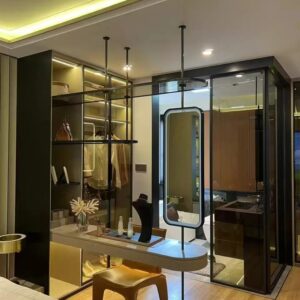 Bộ phụ kiện cửa lùa nhôm Slim không ray dưới